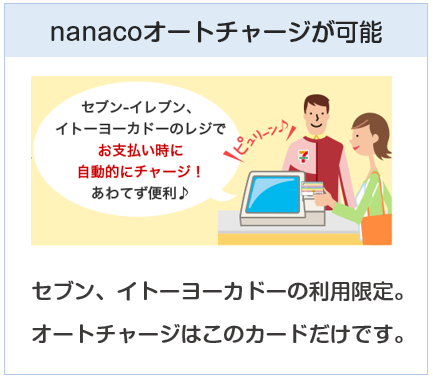 セブンカードプラスはnanacoのオートチャージが可能なクレジットカード