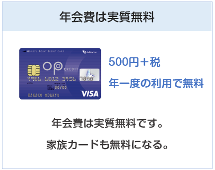 小田急(ＯＰ)クレジットカードの年会費は実質無料