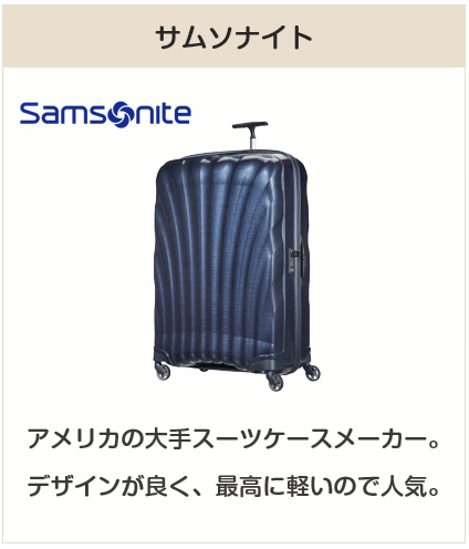 高級スーツケースブランド：サムソナイト